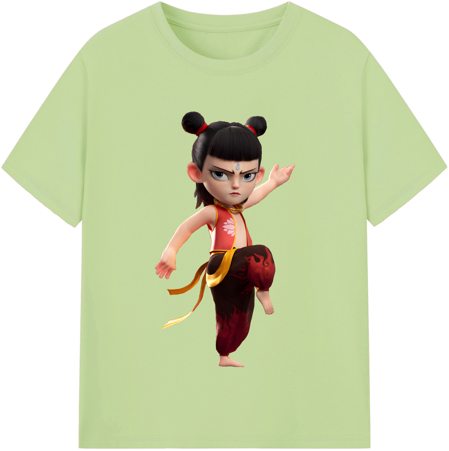 （画像用） Ne Zha 2 ナタ 魔童の大暴れ 綿100％半袖Tシャツ（フロントプリント）